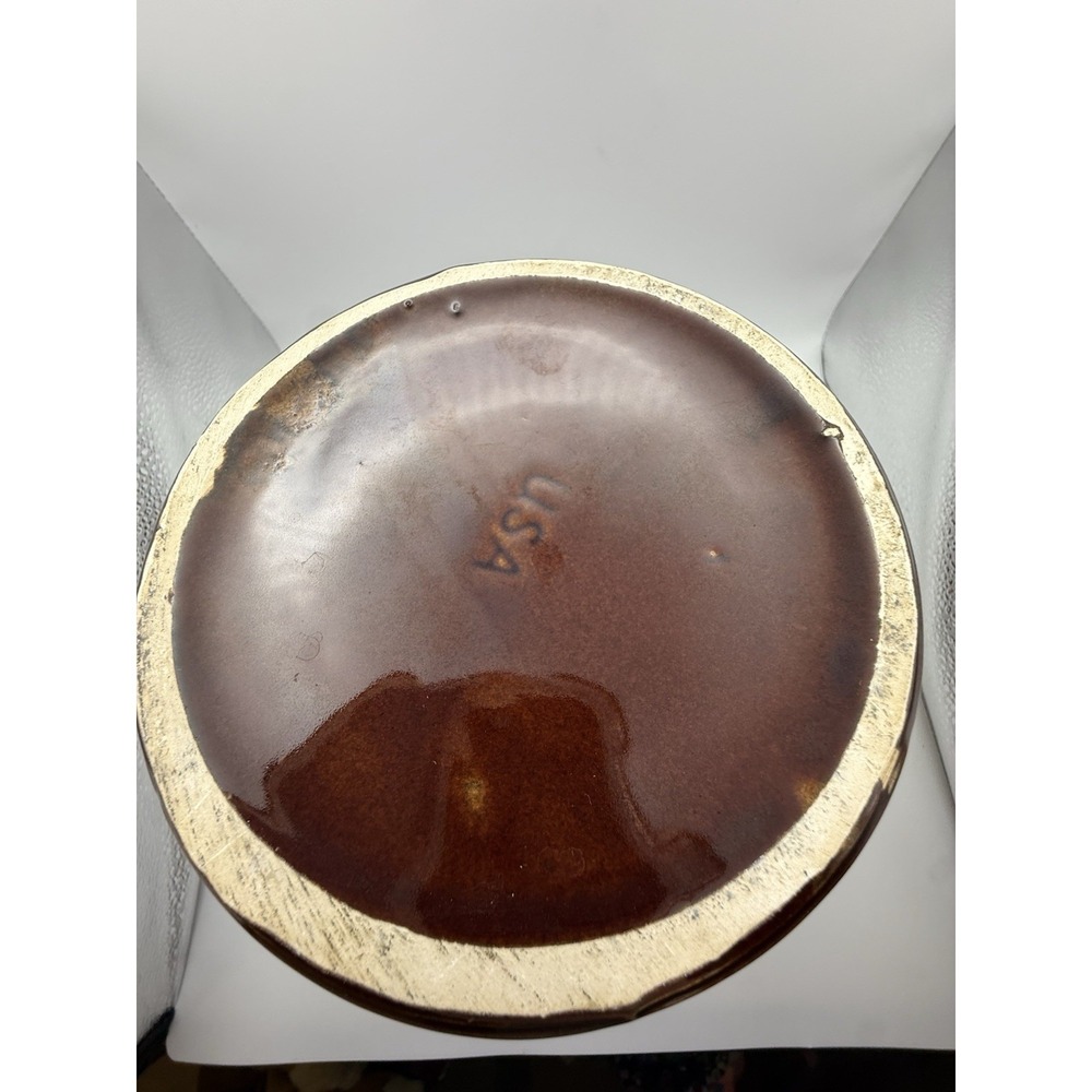 VTG McCoy Brown Drip Glaze Pottery Cookie Crock with Lid 8in Tall USA Made MCM - Picture 13 of 16
